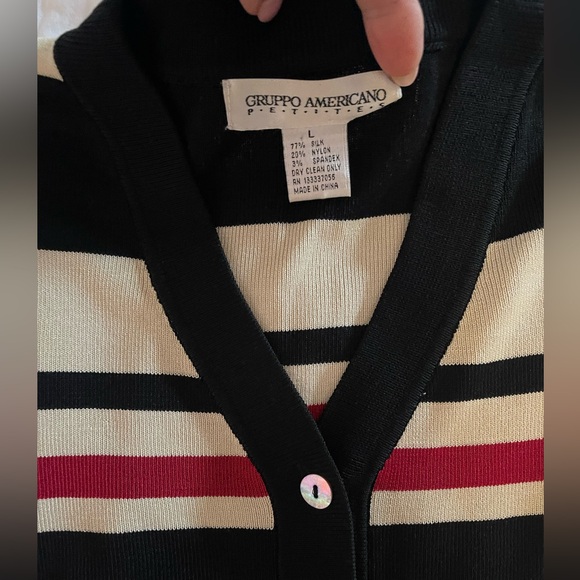 Gruppo Americano Striped Silk blend Cardigan in large - Picture 3 of 10